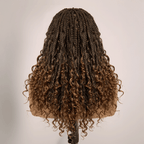 Bohemian Full Lace Braided Wig Brown Ombre with Baby Hair Synthetic 300% Density