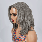 7x5 Glueless Salt & Pepper Bob Short Layered Wig Wavy