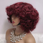 Fluffy Glueless Bob Curly Highlight Brown Human Hair Wig