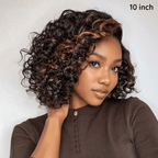Bouncy Curls 7x4 Glueless Copper Highlight Wig with Bleached Knots