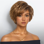 Glueless Layered Tangle Free Honey Blonde Color 7x4 Pixie Cut Wig