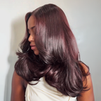 5x5 Glueless Dark Burgundy Layered Body Wave Wig (24 Hours Shipping)