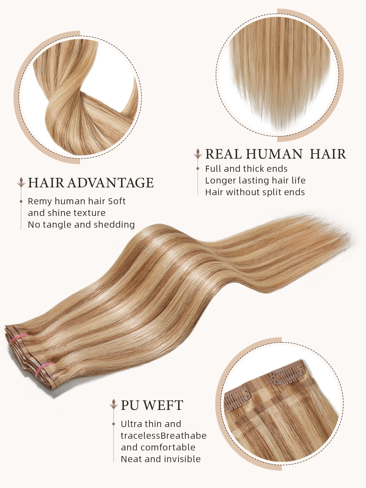 #30 Color Encaje transparente 5 × 5 Peluca de cabello ondulado frontal del cuerpo 250% Densidad (3 paquetes + 1 cierre)