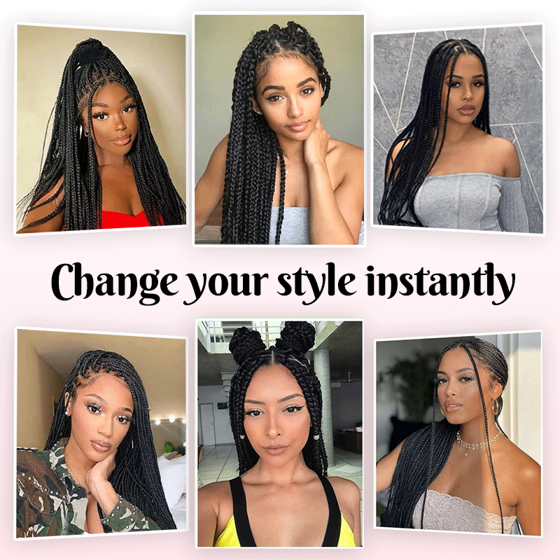 Full Lace Synthetic Box Braids Wig Top Quality 300% Density