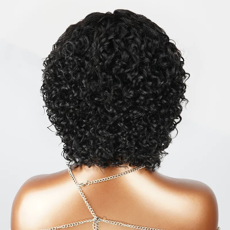 Glueless Natural Playful Curls Short Bob Wig With Curly Bangs