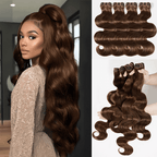 Dark Chocolate Brown Body Wave Bundles Virgin Brazilian Human Hair Extensions