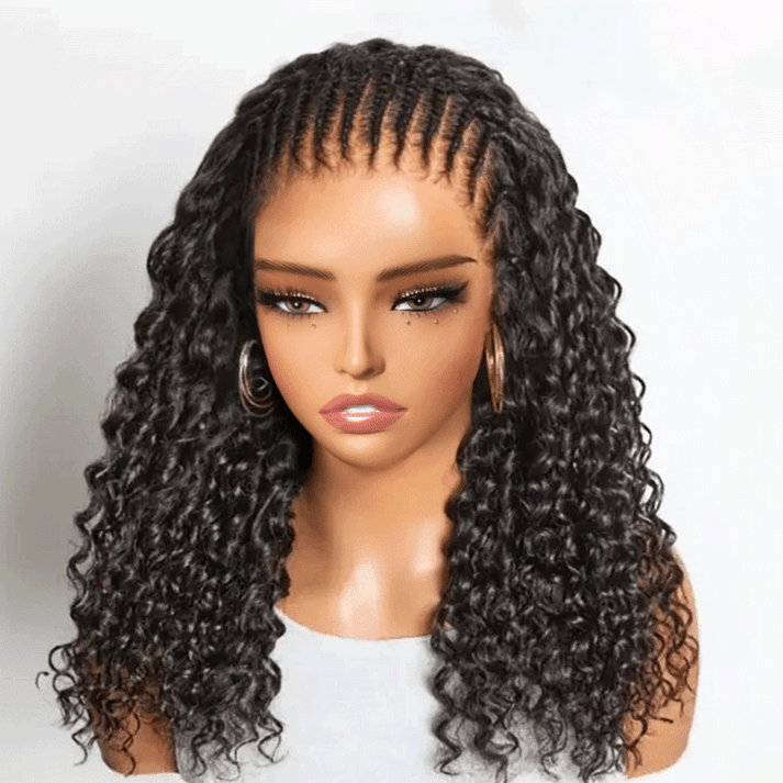 Glueless Knotless 13x4 Deep Curly Braid Wig with Flexi-Fit Drawstring Cap