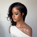 Full Lace Short Asymmetrical Side Part Style Half Pixie Wig