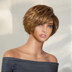 Glueless Layered Tangle Free Honey Blonde Color 7x4 Pixie Cut Wig