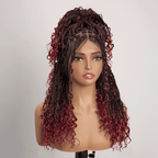 Bohemian Full Lace Braided Wig 99J Ombre with Baby Hair Synthetic 300% Density