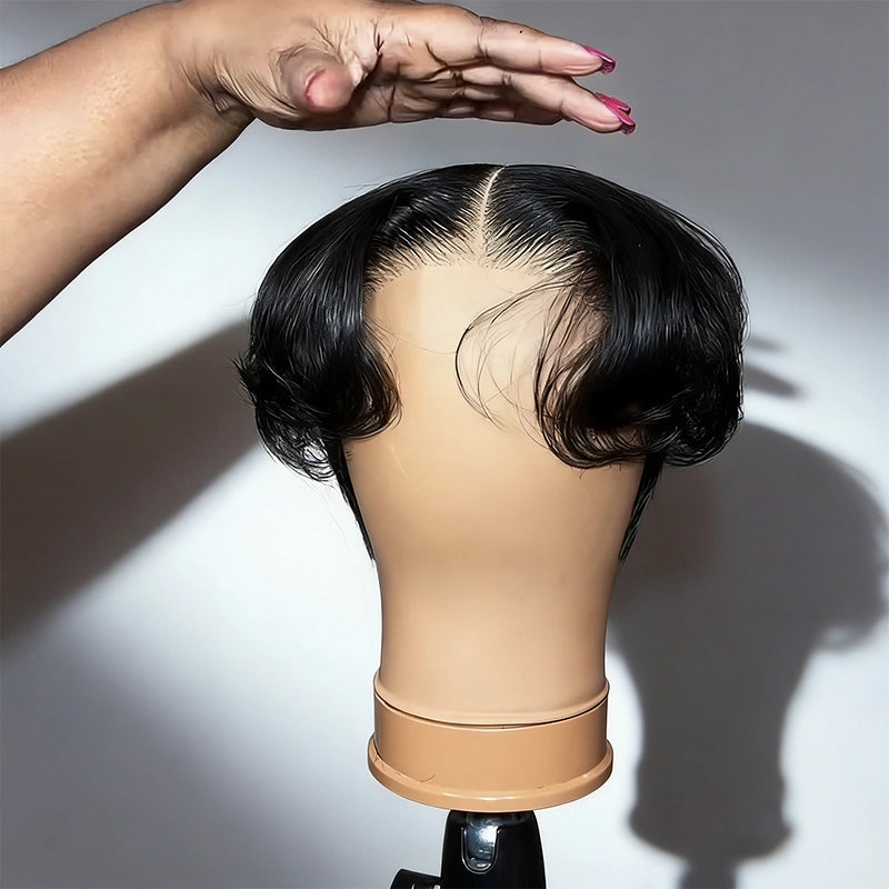 Put On And Go Mid Part 90s Layered Pixie Cut Wig With Bangs