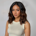 Gorgeous Glueless Brown Ombre Bob Wear Go 5x5 Wavy Wig 100% Human Hair