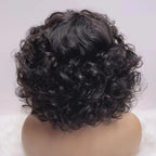 Fluffy Glueless Bob Curly Highlight Brown Human Hair Wig