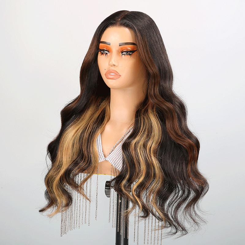 9x6 Chic Glueless Blonde Highlight Body Wave Wig