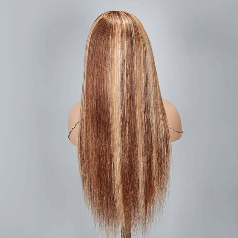 9x6 Glueless Blonde Highlight Wig Straight Human Hair