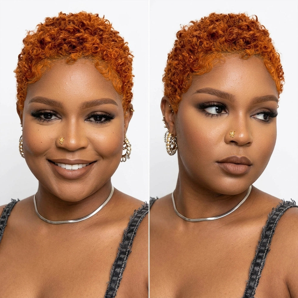 Full Lace Minimal Curly Afro Pixie Cut Wig With Drawstring Short Wig