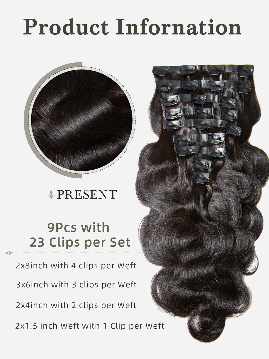 #30 Color Encaje transparente 5 × 5 Peluca de cabello ondulado frontal del cuerpo 250% Densidad (3 paquetes + 1 cierre)