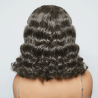 7x5 Silver Gray Bob Pre-bleached Knots Wavy Glueless Wig