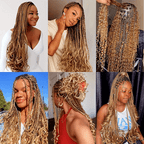 Extension Bulk Hair For Bohemian Braiding Honey Blond Color Deep Curly Human Hair