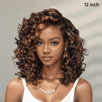 Bouncy Curls 7x4 Glueless Copper Highlight Wig with Bleached Knots