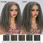 7x5 Glueless Bouncy Kinky Curly Color Salt & Pepper Wig
