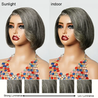 7x5 Glueless Bob Wavy With Side Parting Salt & Pepper Wig