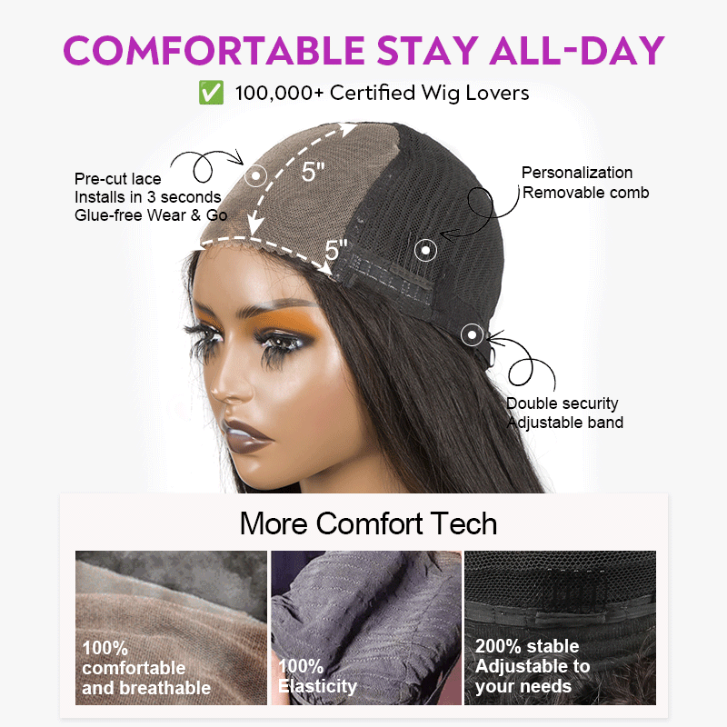 5x5 Glueless Dark Burgundy Layered Body Wave Wig (24 Hours Shipping)