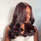 5x5 Glueless Dark Burgundy Layered Body Wave Wig (24 Hours Shipping)