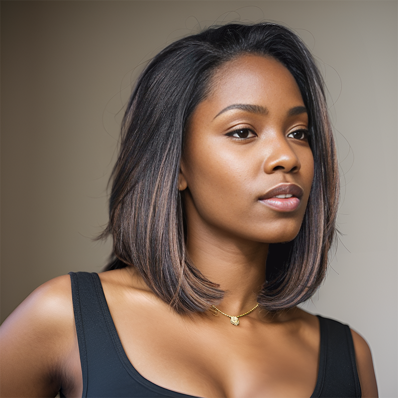 5x5 Glueless Highlight Color Straight Bob Wig 100% Human Hair