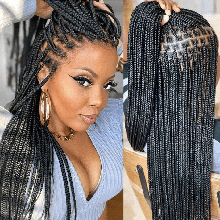 Full Lace Synthetic Box Braids Wig Top Quality 300% Density