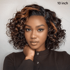 Bouncy Curls 7x4 Glueless Copper Highlight Wig with Bleached Knots
