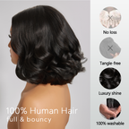 Natural Style Glueless Bob Wear Go 4x4 Wavy Wig 100% Human Hair