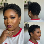 Full Lace Minimal Curly Afro Pixie Cut Wig With Drawstring Short Wig