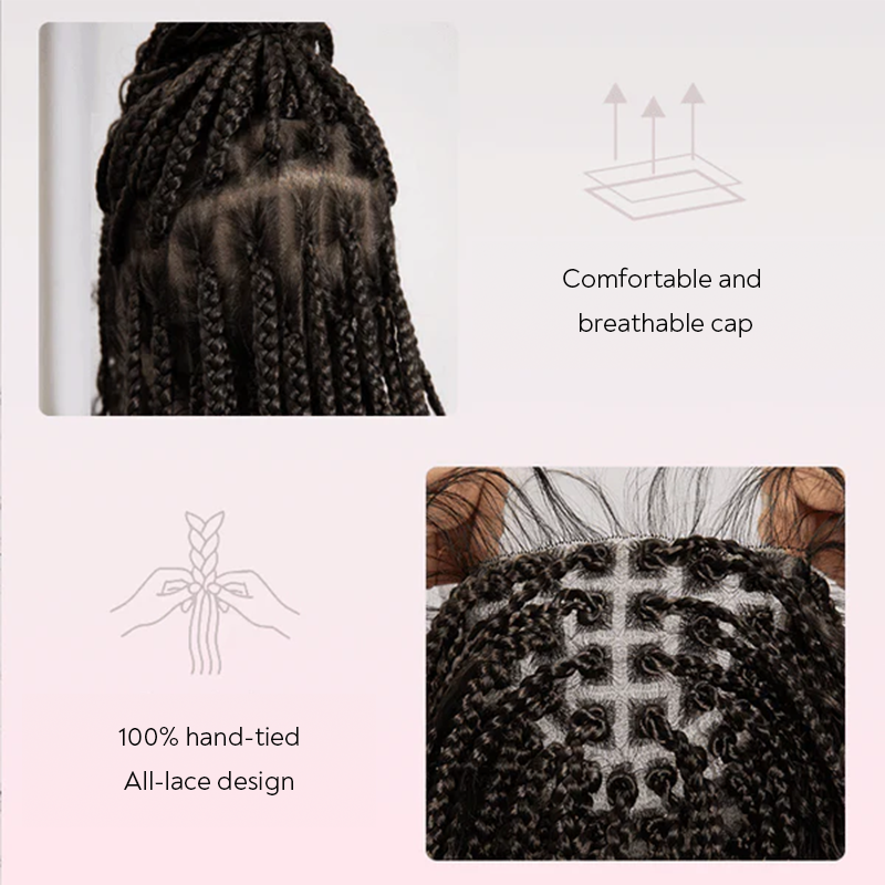 Bohemian Full Lace Braided Wig Honey Blonde Ombre with Baby Hair Synthetic 300% Density