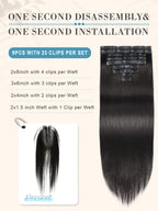 Clip in Hair Extensions Real Human Hair Remy Human Hair 125g 9Pcs Natural Black