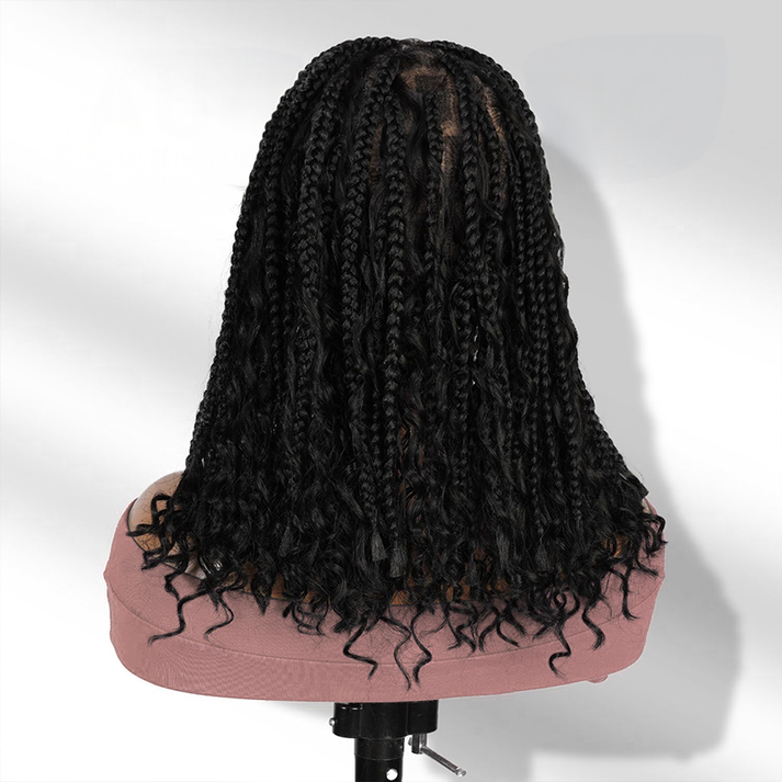 Bohemian Full Lace Braided Wig With Baby Hair Synthetic 300% Density