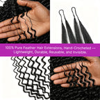 Pre Separated Deep Wave Crochet Hair Feathered Texture Silky Shine Knotless Natural Black