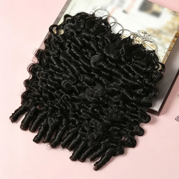 Burmese Curly Crochet Extensions Feathered Effect Silky and Knotless Natural Black