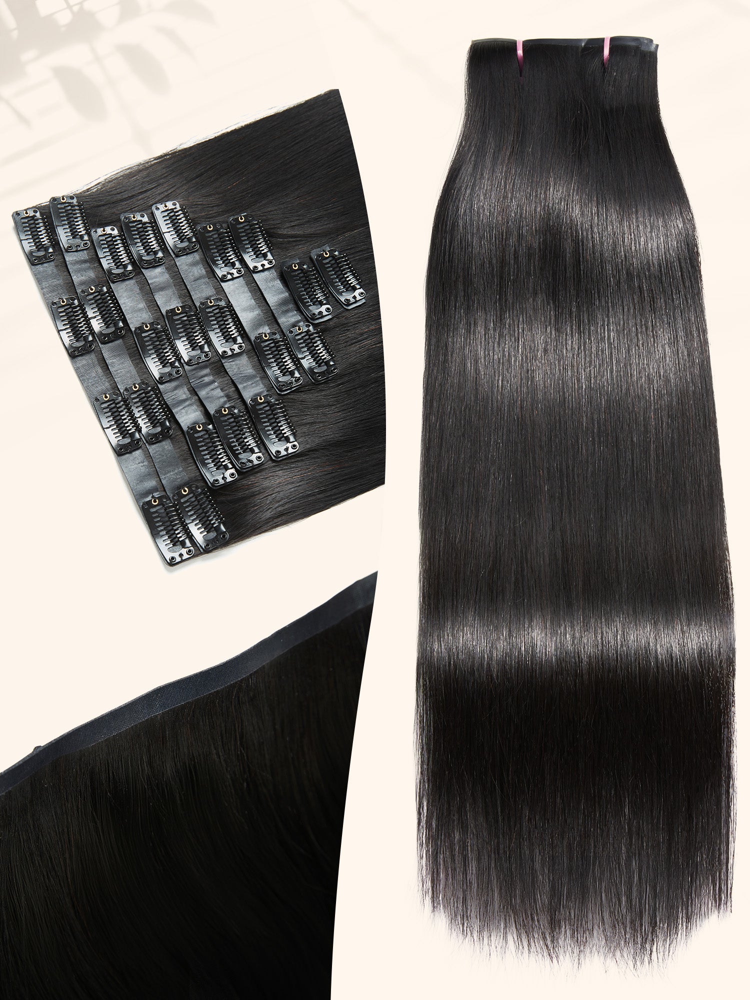 Clip in Hair Extensions Real Human Hair Remy Human Hair 125g 9Pcs Natural Black