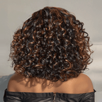 Bouncy Curls 7x4 Glueless Copper Highlight Wig with Bleached Knots