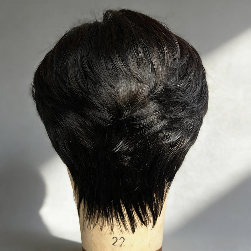 Put On And Go Mid Part 90s Layered Pixie Cut Wig With Bangs