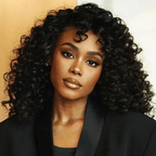 black woman wear Glueless Bob Wig With Bangs Water Curly Textured Human Hair