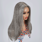 7x5 Glueless Sleek Salt & Pepper Color Straight Wig