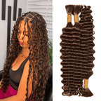 Extension Bulk Hair For Bohemian Braiding Chocolate Brown Color Deep Curly Human Hair