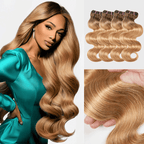 Luxury Ombre Honey Blonde Body Wave Bundles Virgin Brazilian Human Hair Extensions