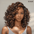 Bouncy Curls 7x4 Glueless Copper Highlight Wig with Bleached Knots