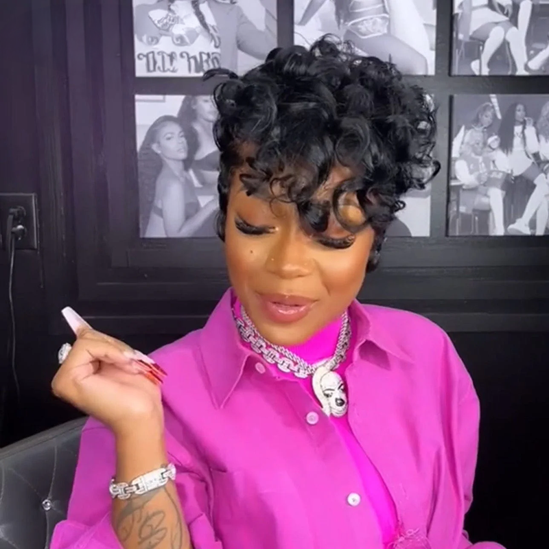 Chic Mature Boss Full Transparent Lace Short Curly Wig