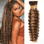 Extension Bulk Hair For Bohemian Braiding #4/27 Highlighted Color Deep Curly Human Hair
