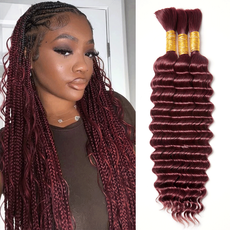 Extension Bulk Hair For Bohemian Braiding Dark 99J Color Deep Curly Human Hair