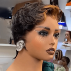 Mature Boss Full Transparent Lace Highlight Color Short Wig